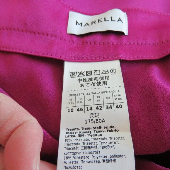 MARELLA Scorza High Rise Wide Leg Satin Pants in Purple Luxury - Size US 10 - Picture 11 of 11